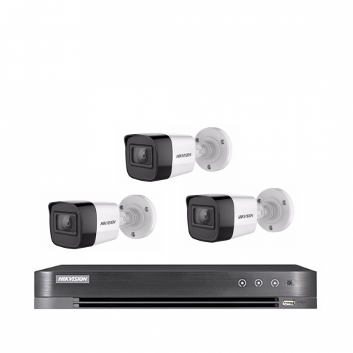 3 كاميرات خارجية (5مجيا 40 متر) Hikvision شامل الت...