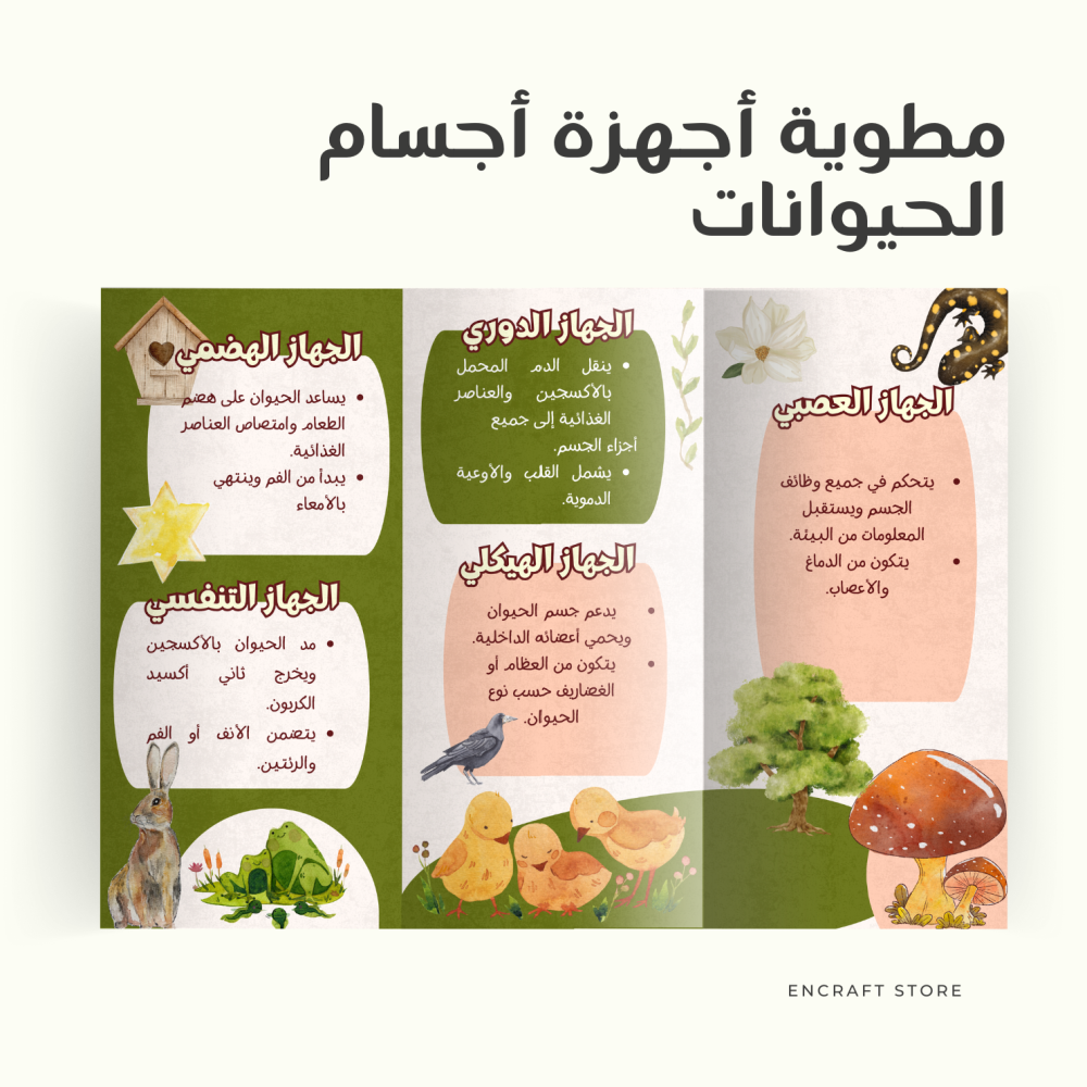 مطوية اجهزة اجسام الحيوان