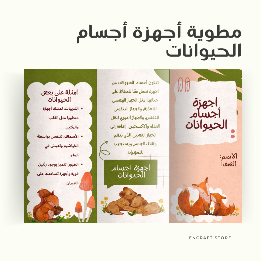 مطوية اجهزة اجسام الحيوان