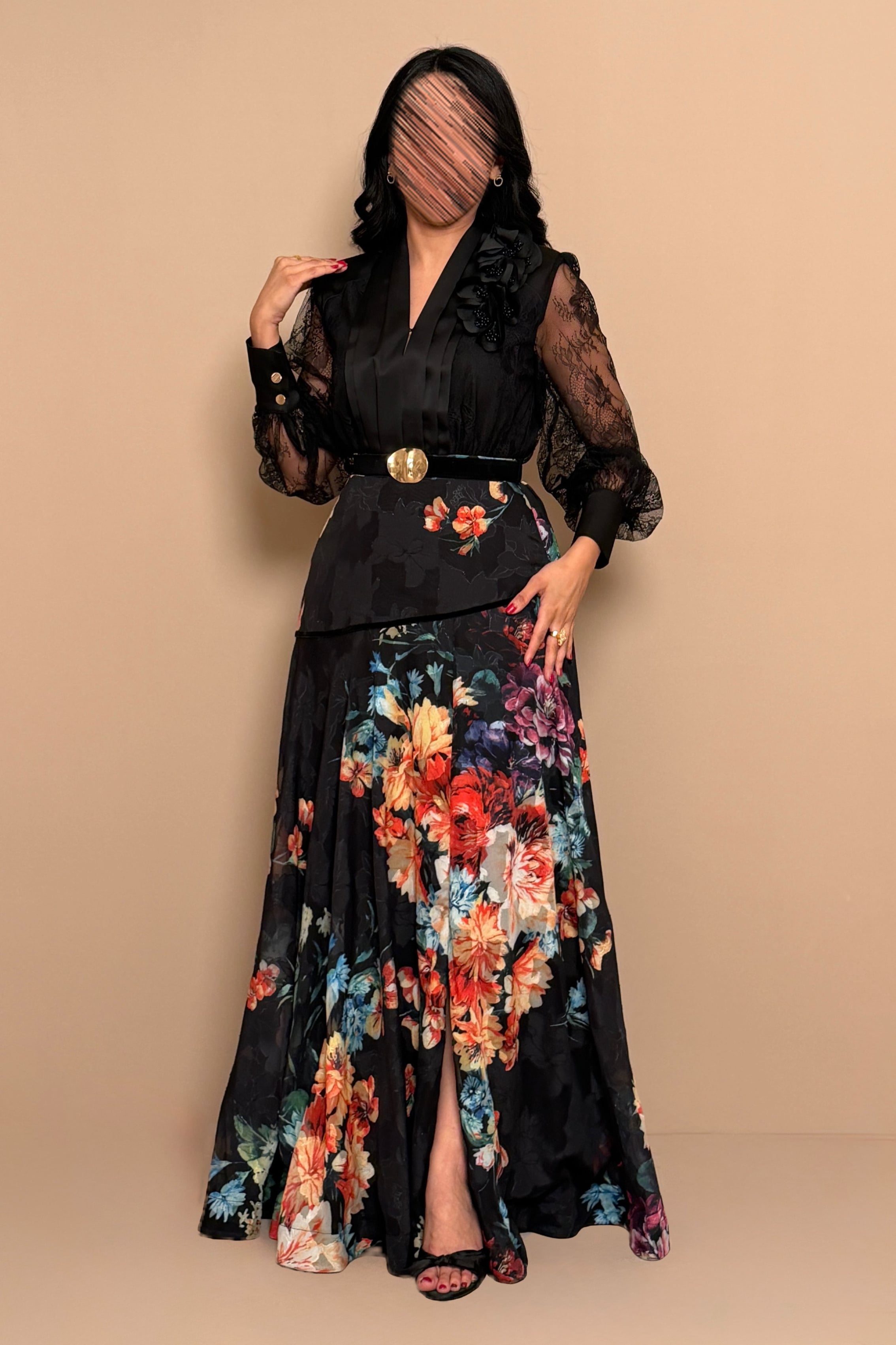 black lace dress with gold belt Black Faux Leather Spaghetti Strap Gold Chain Lace Up Double Slit Dress