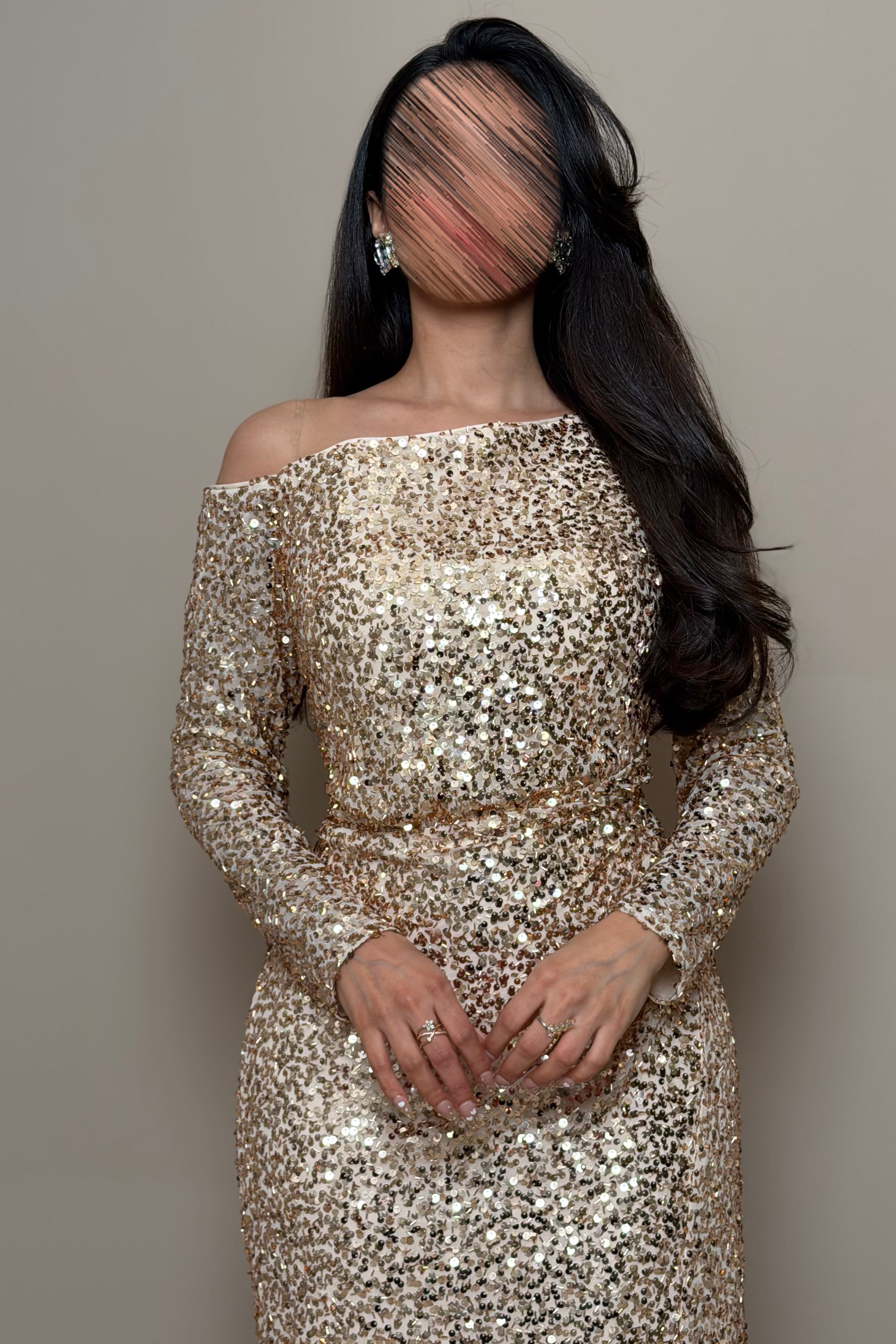 sequin gold wrap dress Ladies - Black Sequined Wrap Dress - Size: XS