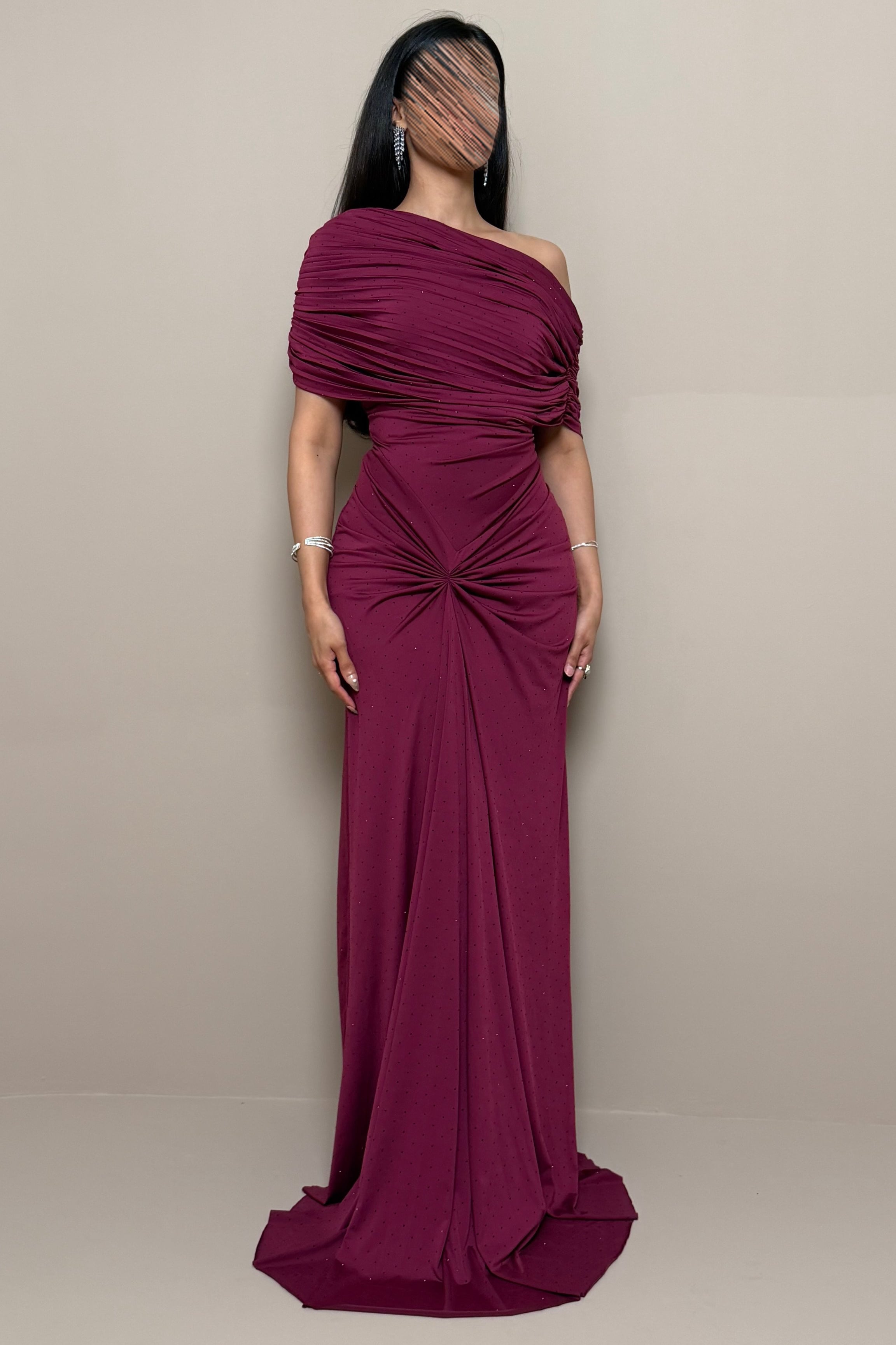 fuchsia off shoulder dress Fuchsia Off-the-Shoulder Prom Dress Long Split V-Neck