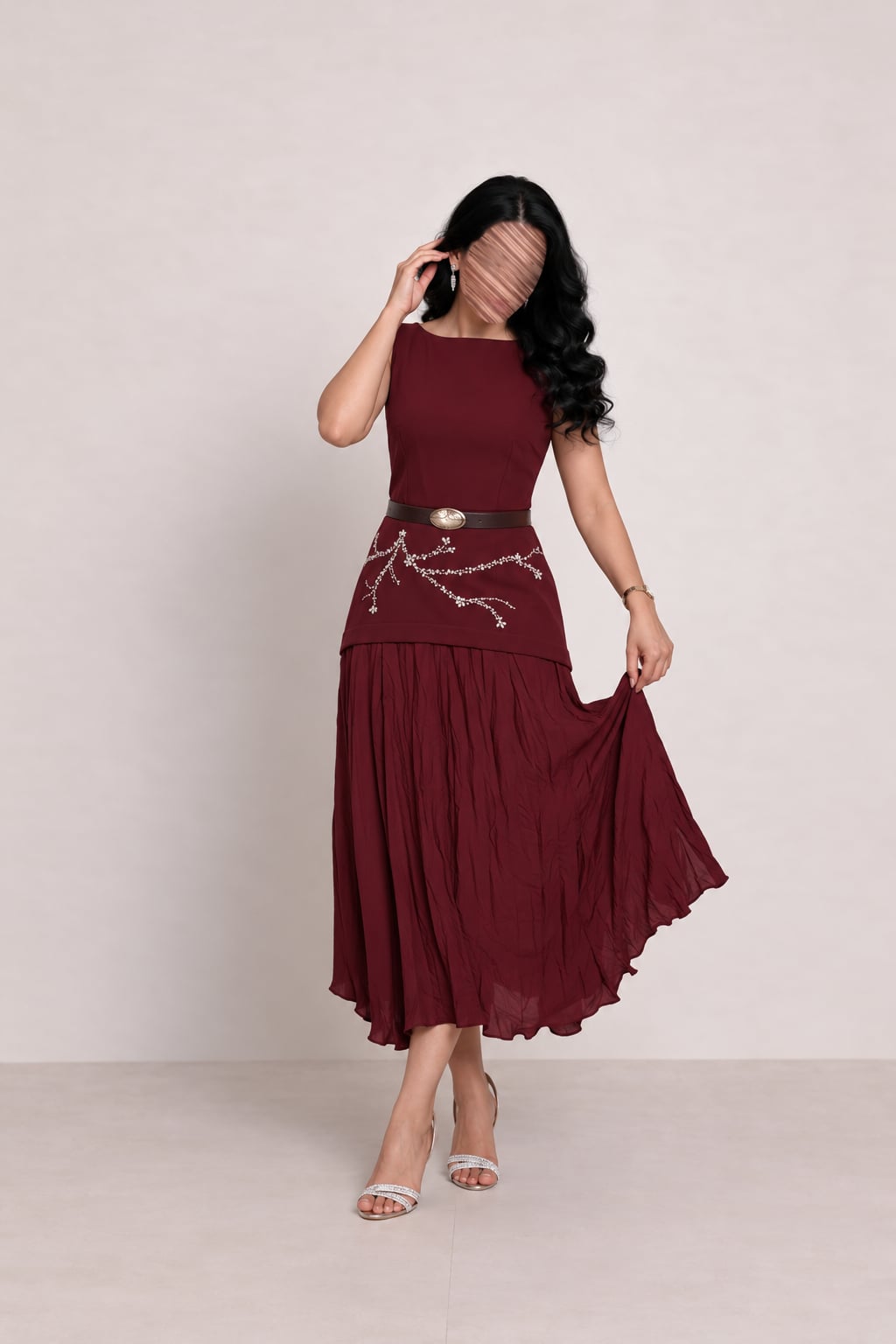 burgundy belt dress with pearl embroidery and gold is back in stock Vintage Navy Blue Velvet length modest bridesmaid dress may 2024 preorders Size:US 4