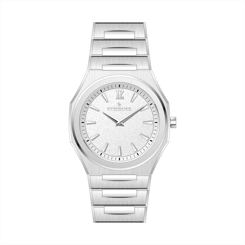 ساعة رجالية ستيل بلون فضي ابيض
