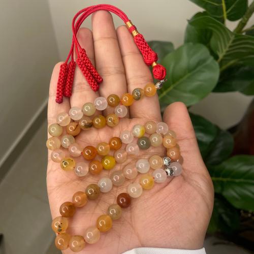 سبحة من حجر عقيق شرف الشمس الطبيعي