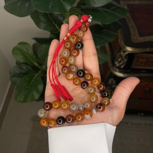 سبحة من حجر العقيق الاحمر الطبيعي