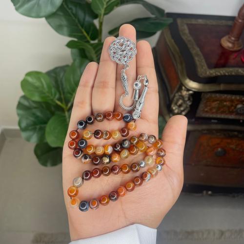 سبحة من حجر عقيق الجزع الاحمر
