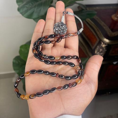 سبحة من حجر العقيق الطبيعي (طربزونه فضة)
