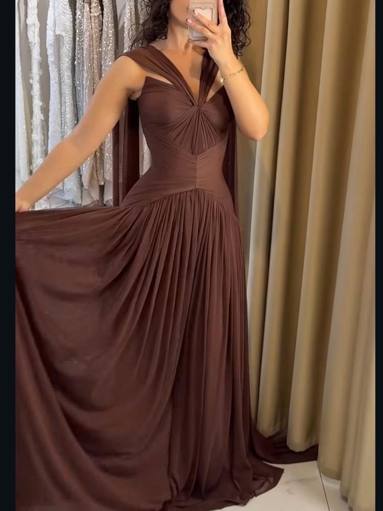 فستان سهره ناعم شيفون جورجيت المزين بالكسرات