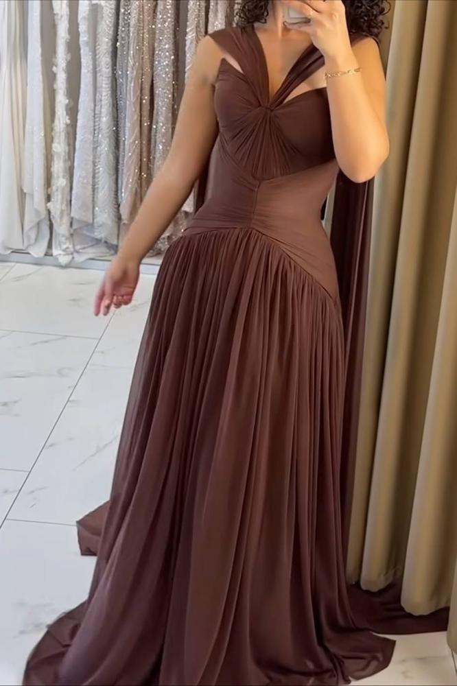 فستان سهره ناعم شيفون جورجيت المزين بالكسرات