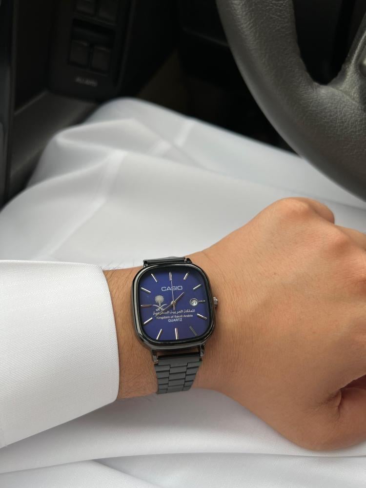 ساعة كاسيو السعودية اسود مع ازرق