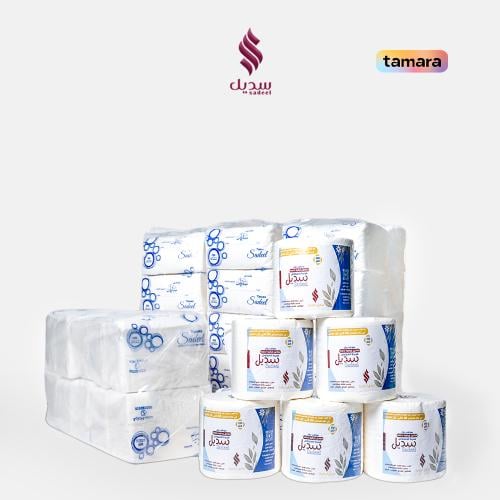 مجموعة المناديل الورقية | 40 علبه للوجه | 6 رول لل...