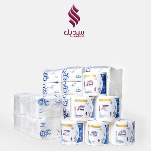 مجموعة المناديل الورقية | 40 علبه للوجه | 6 رول لل...