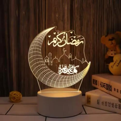 عيد مبارك ثلاثية الأبعاد Led مصباح رمضان