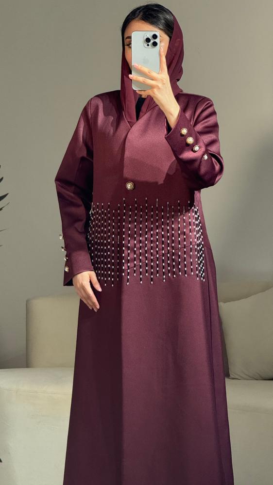 عباية صيفية تطريز عنابية