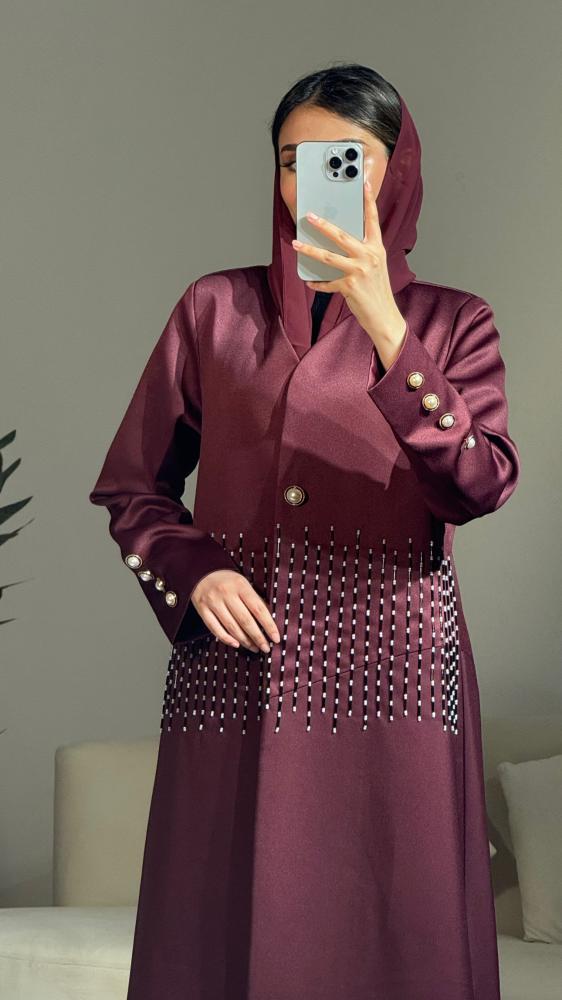 عباية صيفية تطريز عنابية