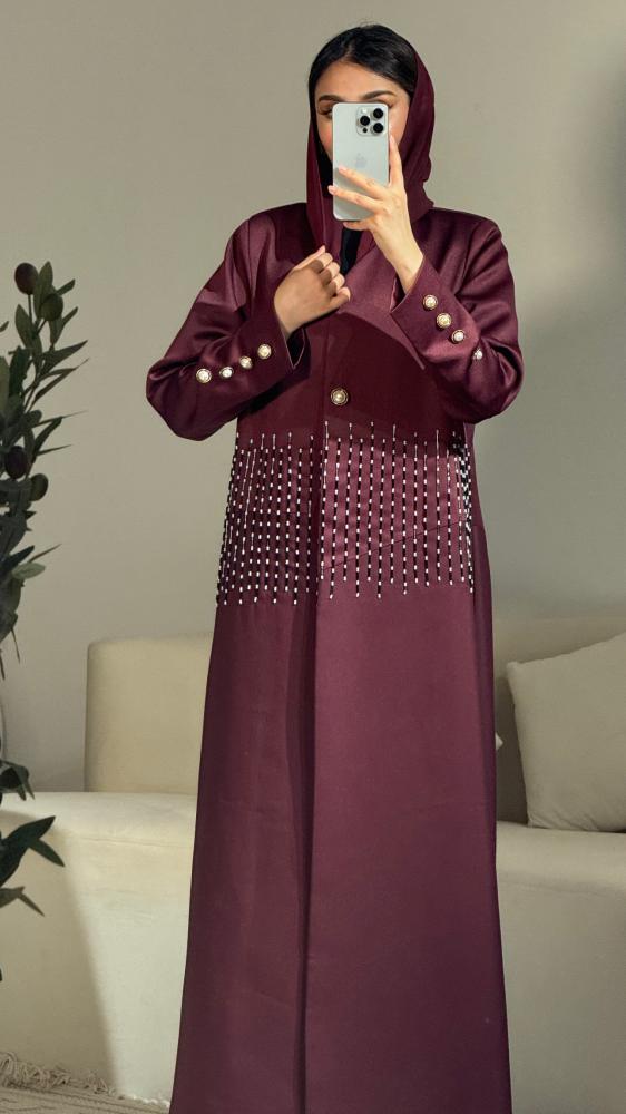 عباية صيفية تطريز عنابية