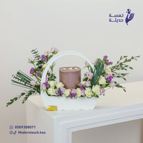 فازة خشبية سلة - ابيض