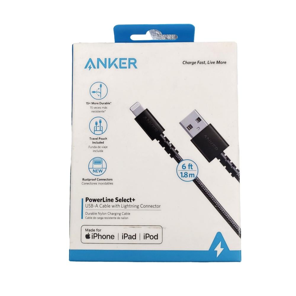 كابل Anker PowerLine II Lightning بطول 6 أقدام/1.8 متر لشحن سريع، عمر أطول للهواتف الذكية iPhone وiPod وiPad