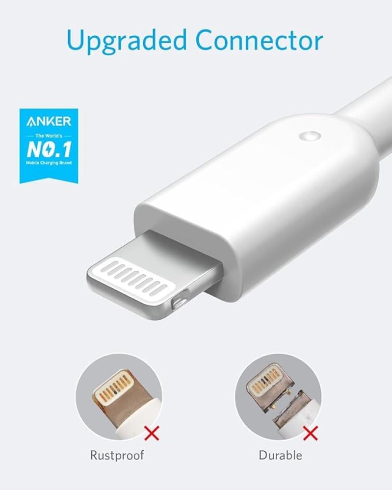 كابل Anker PowerLine II Lightning بطول 6 أقدام/1.8 متر لشحن سريع، عمر أطول للهواتف الذكية iPhone وiPod وiPad