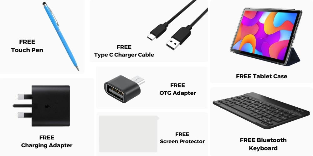 تابلت Oteeto TAB 12 Pro/شاشة 10.1 بوصة IPS LCD/ذاكرة وصول عشوائي 8 جيجابايت + ذاكرة وصول عشوائي 512 جيجابايت/شبكة 5G/6000 مللي أمبير/ساعة أمامية 8 ميجابكسل + كاميرا خلفية 13 ميجابكسل/ثماني النواة 1.3 جيجا هرتز/أندرويد 13/يتضمن لوحة مفاتيح وقلم لمس وماوس (