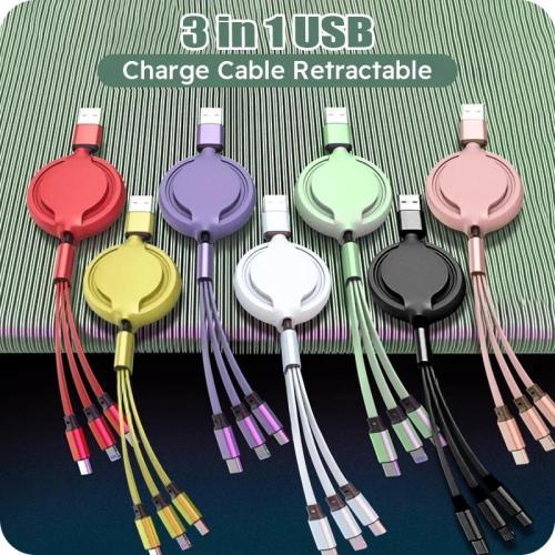 3 in 1 USB to USB-C Retractable charger
