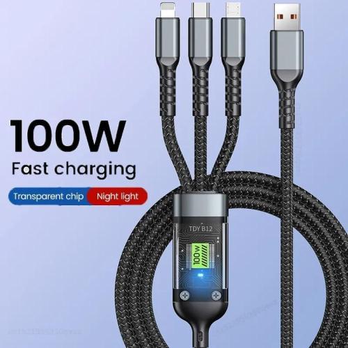100W Fast Charging 3 In 1 Cable