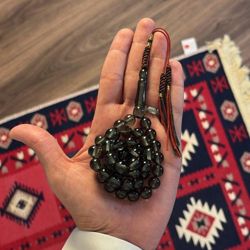 مسباح بكلايت اخضر شفاف - كركوشة تفصيل يدوي