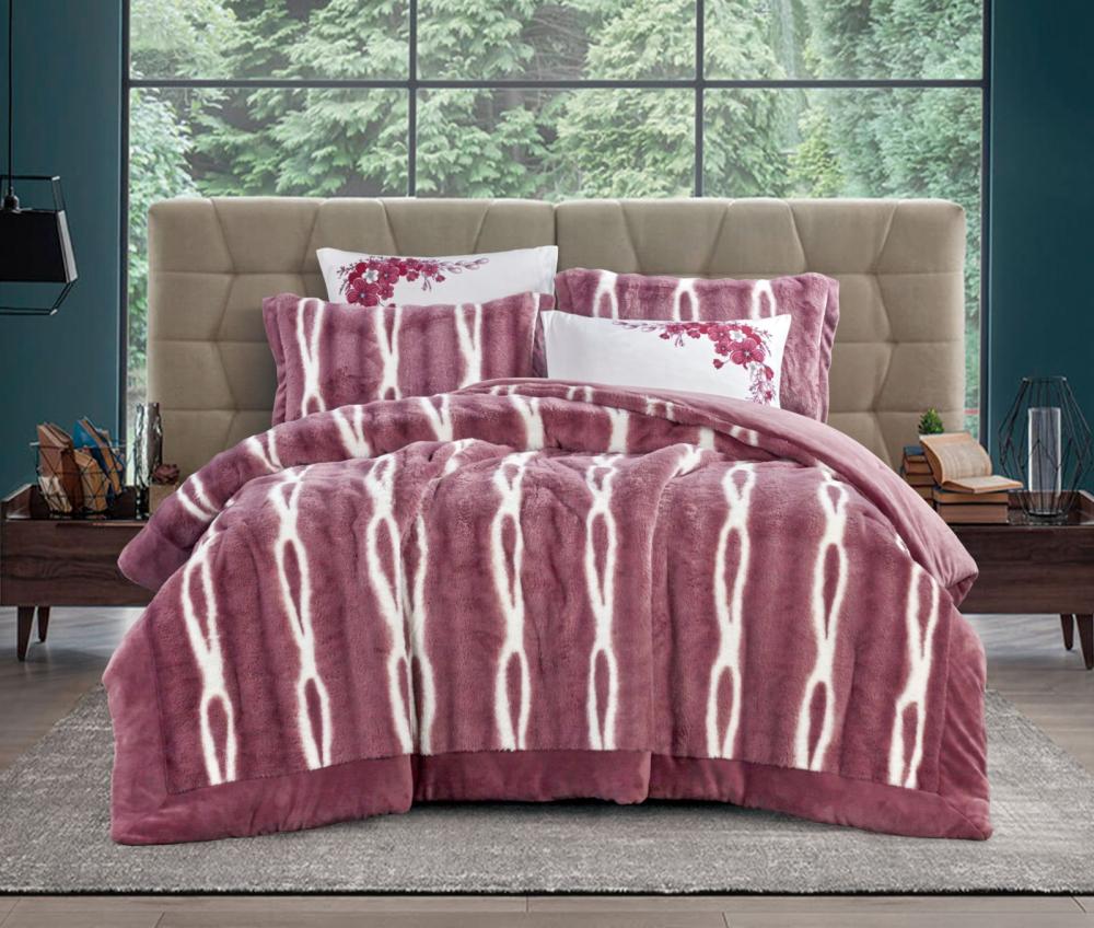 مفرش شتوي لتين شتوي مخمل مزوج 6 قطع- عنابي