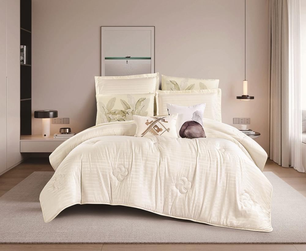 مفرش سرير صيفي سلطانة : طقم مفرد ونص 4 قطع لون سكري