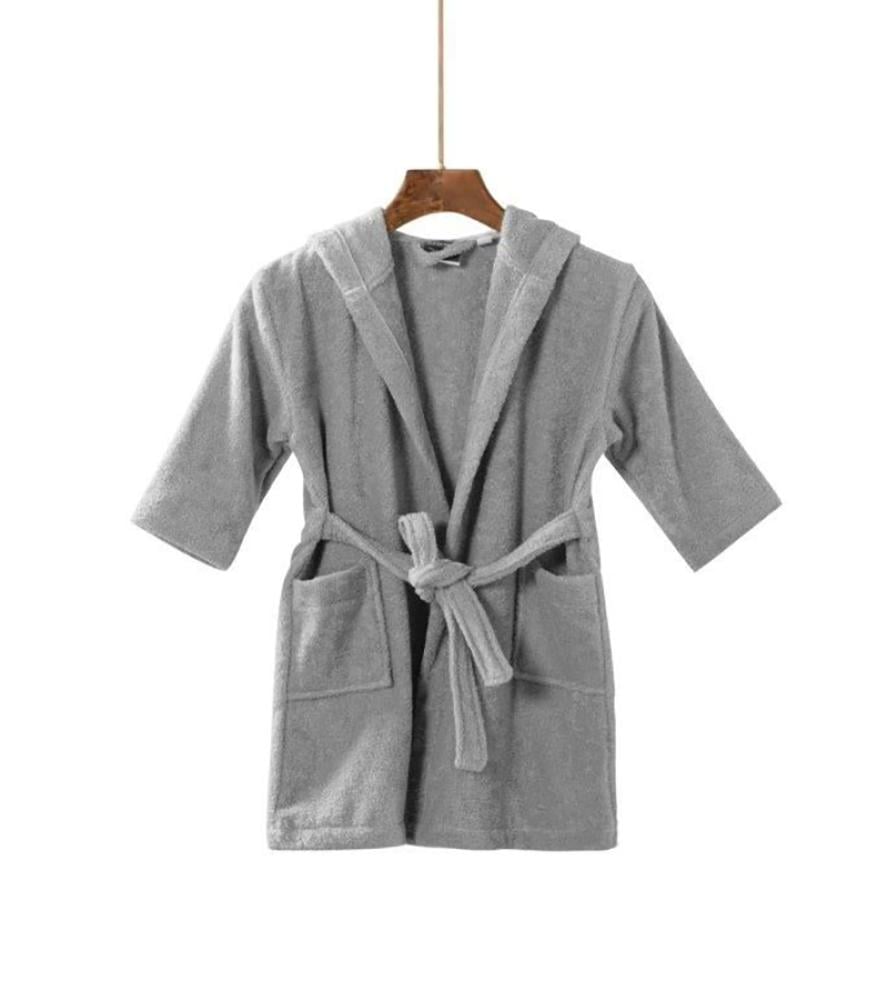 روب استحمام أطفال كانون قطن 100% - رمادي فاتح