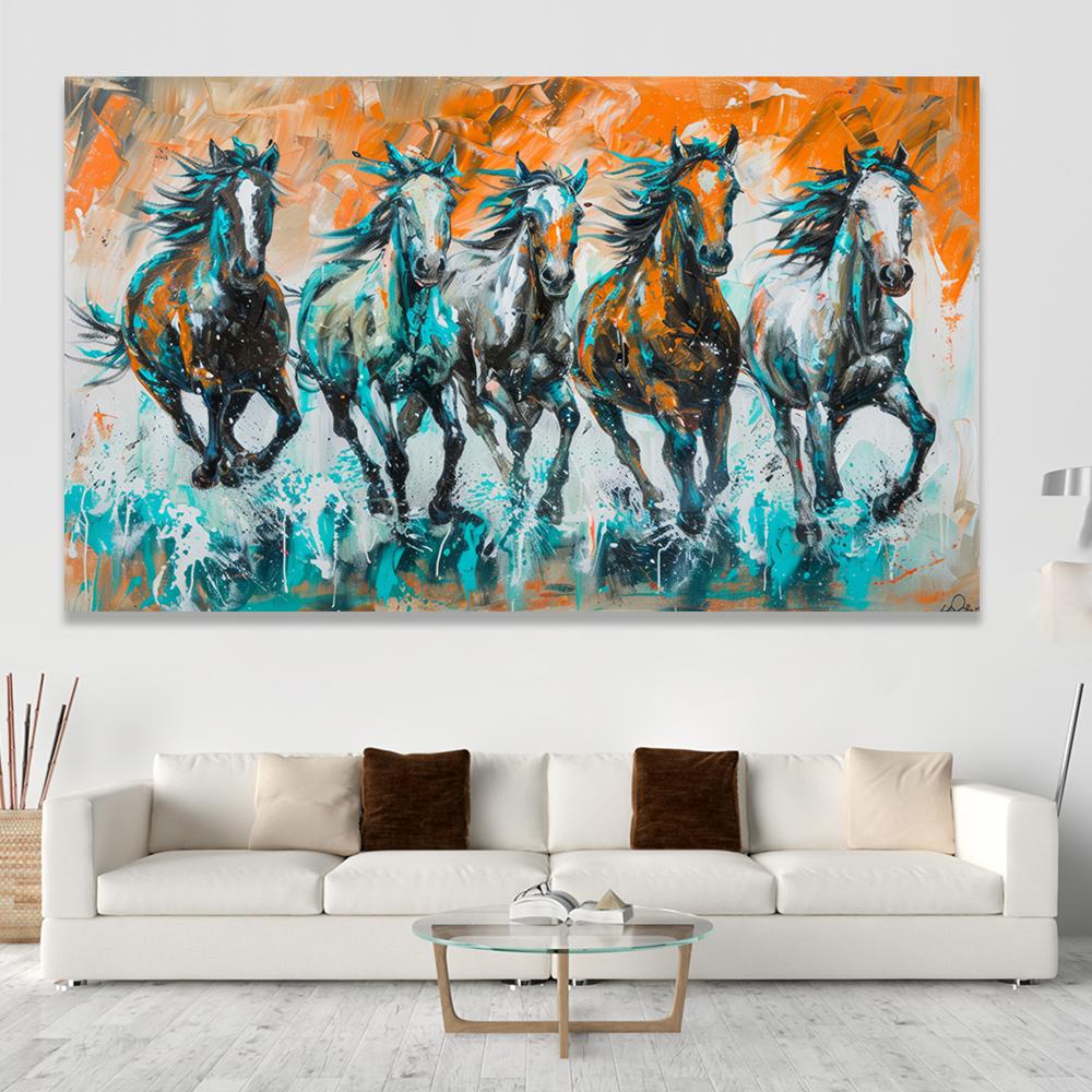 لوحة خيول بتصميم مودرن