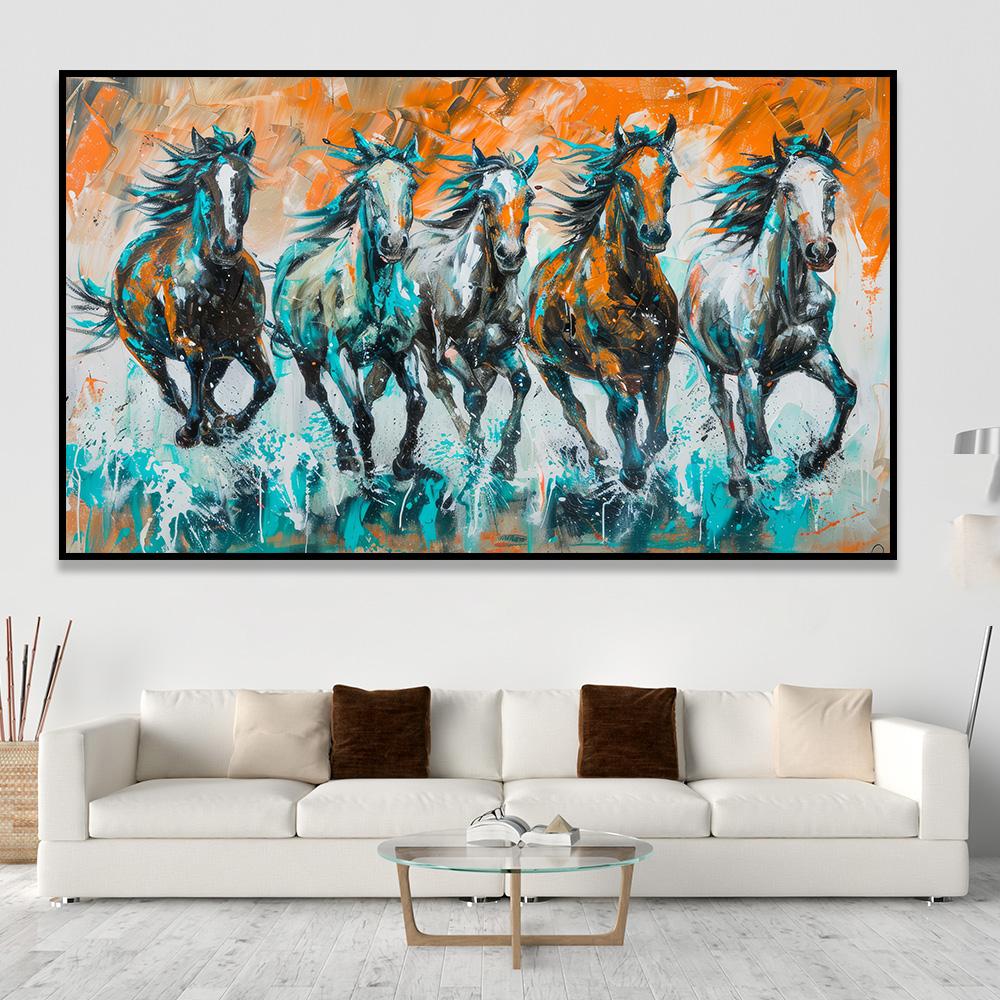 لوحة خيول بتصميم مودرن