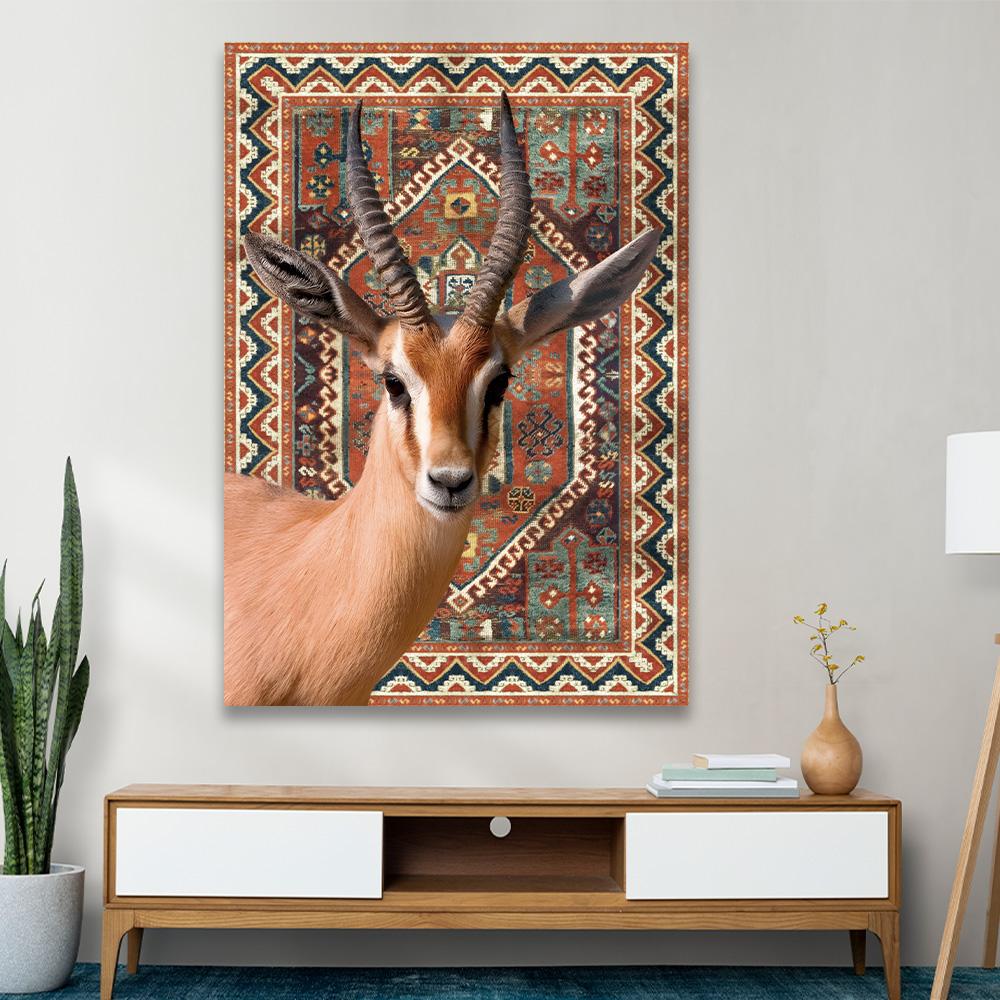 لوحة غزال مع سجاد بتصميم مودرن