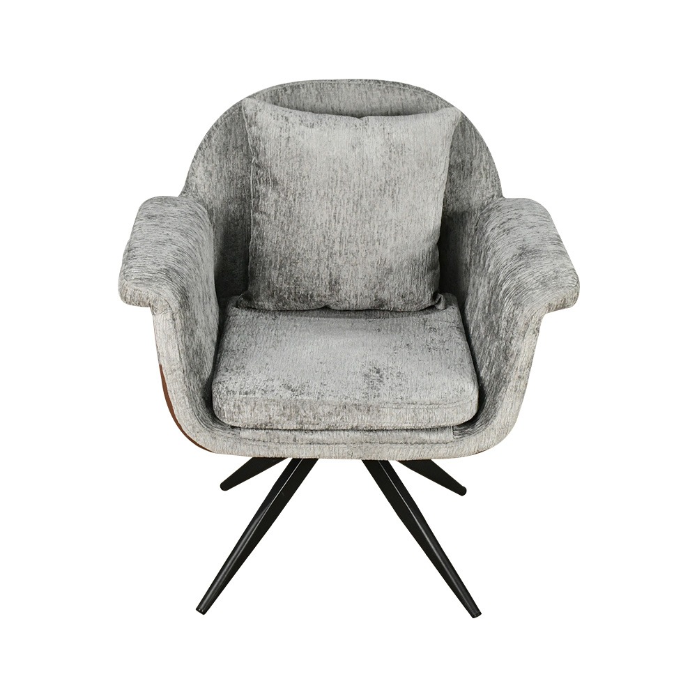 كرسي مفرد مودرن قماش بقاعدة معدنية رمادي غامق