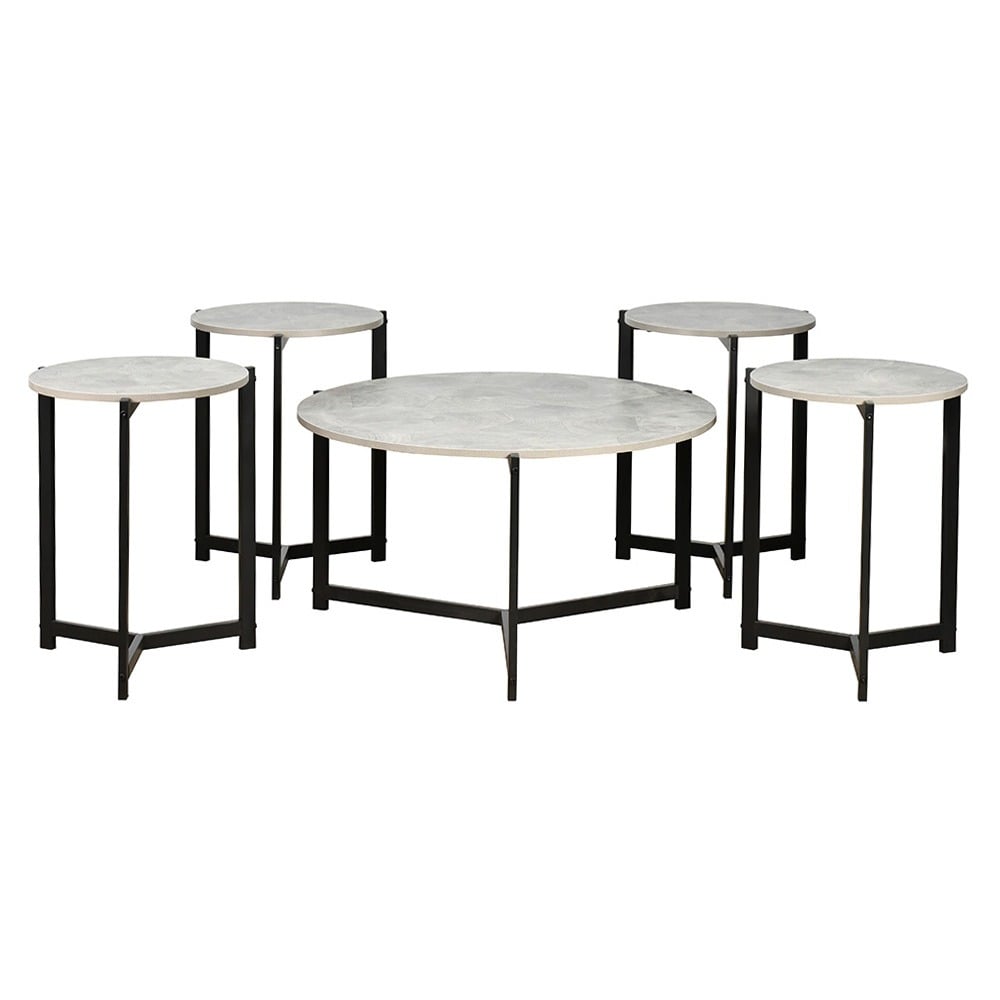 طقم طاولات خدمة خشب 5 قطع عصرية رمادي