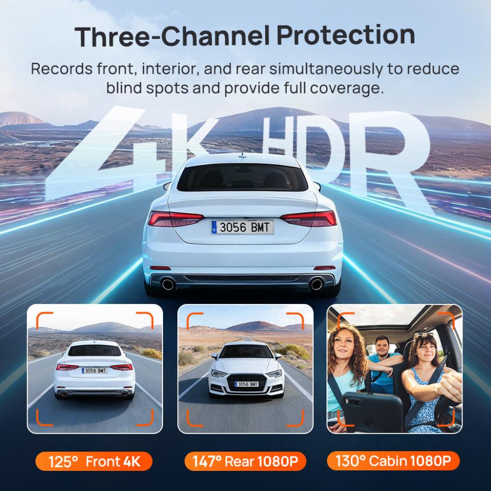 Dash Cam 70mai T800E Front 4K, Interior & Rear HD – Black + 6971669785772 + Depart