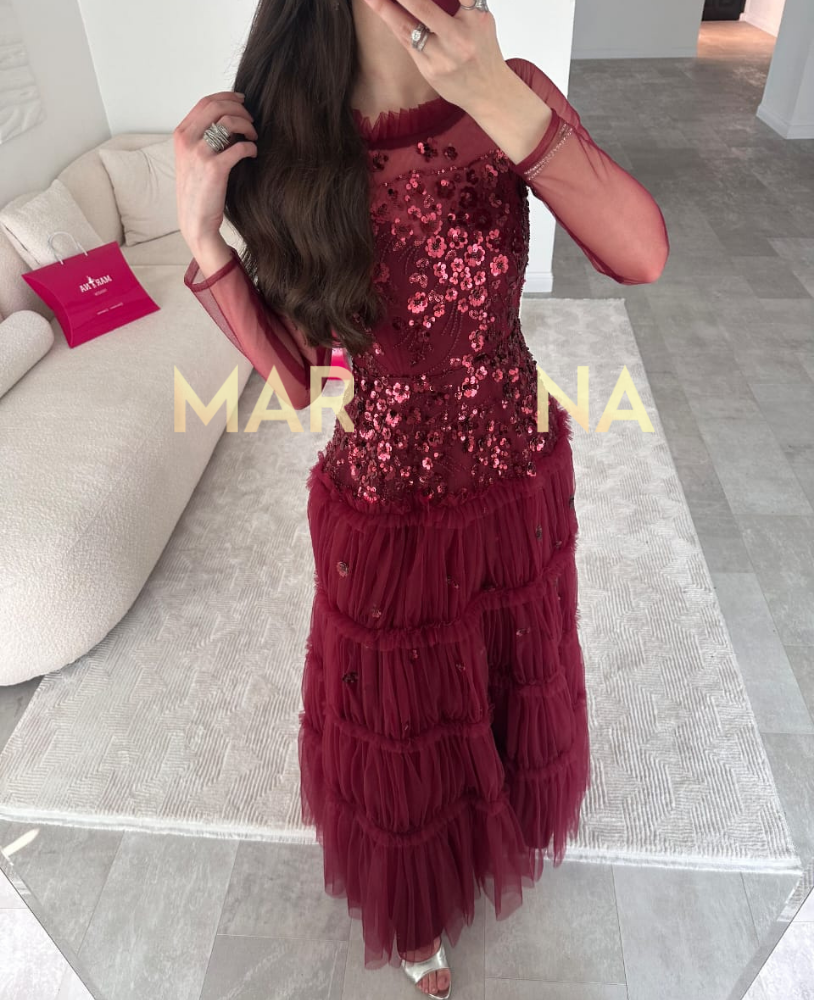 فستان ميرا (فستان عودي كلفه سهره شك وتل تيواني)