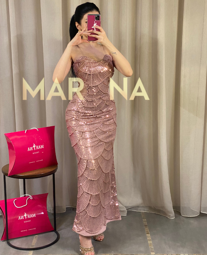 فستان منوش (لولو مع ترتر أنيق راقي)