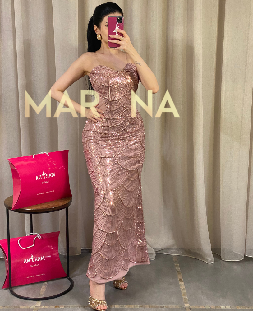 فستان منوش (لولو مع ترتر أنيق راقي)