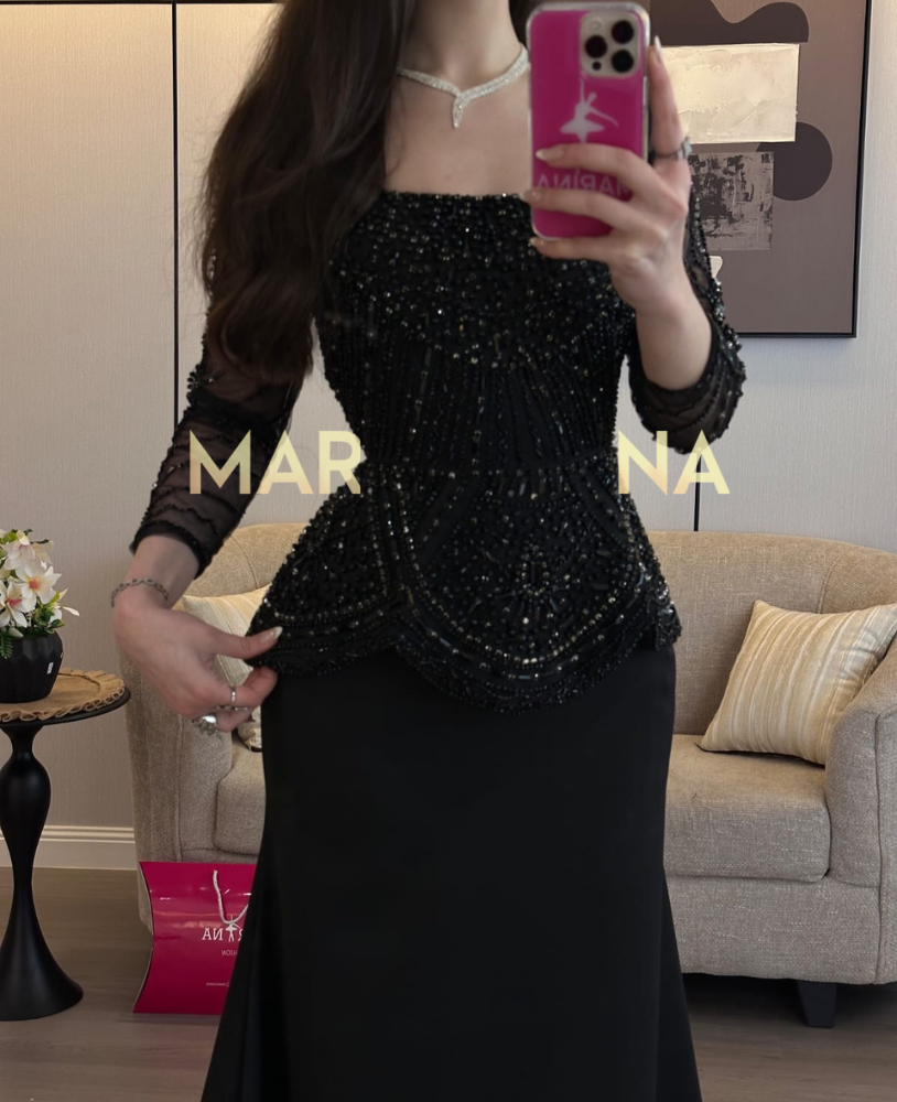 فستان الهام  (فستان اسود باربي مع تطريز يدوي راقي)