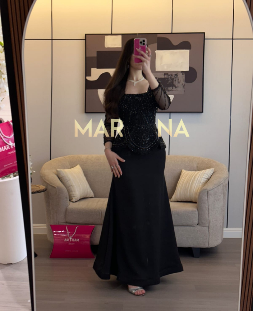 فستان الهام  (فستان اسود باربي مع تطريز يدوي راقي)