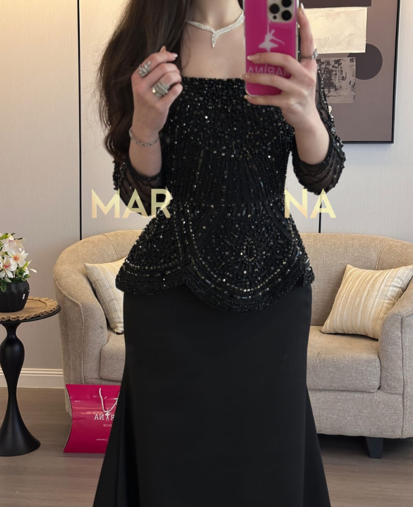 فستان الهام  (فستان اسود باربي مع تطريز يدوي راقي)