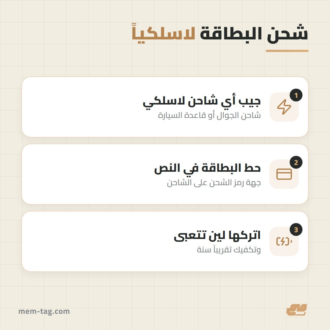 خطوات شحن بطاقة التتبع لاسلكياً