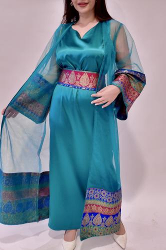 جلابية مع بشت شيفون مزين - J102