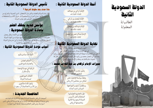 مطوية اجتماعيات الدولة السعودية الثانية سادس الترم...