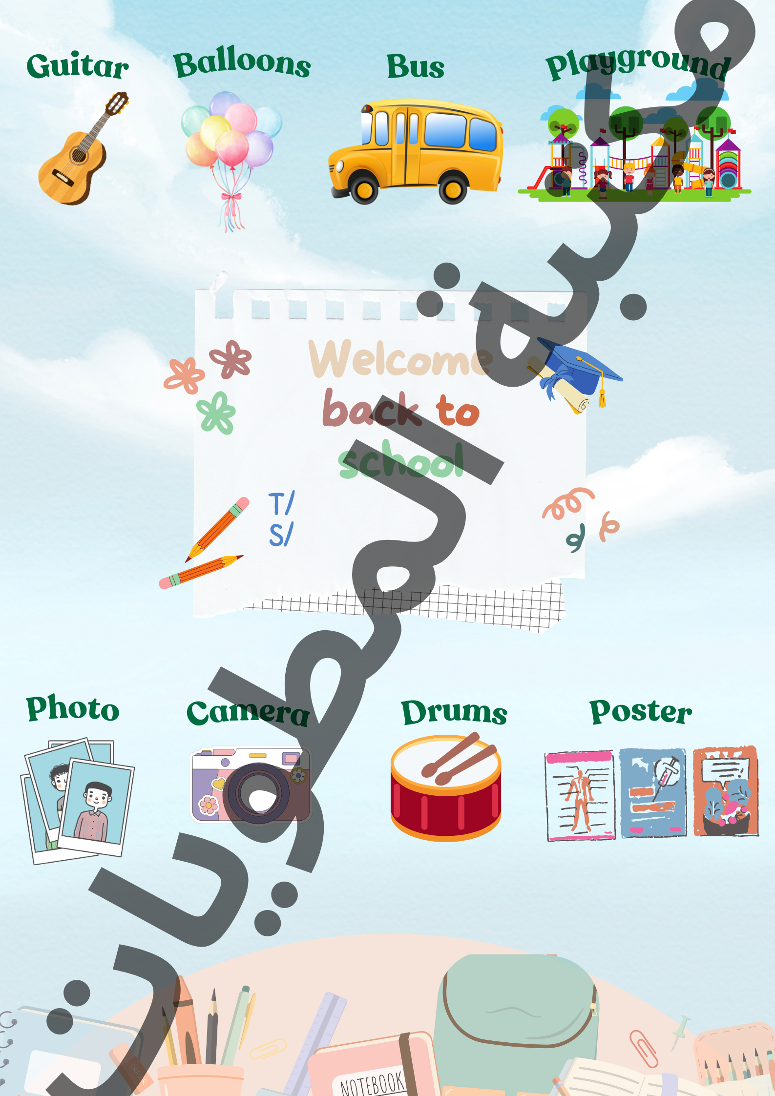 مطوية انجليزي Welcome back to school صف خامس الترم الأول