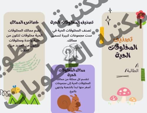 مطوية علوم صف رابع تصنيف المخلوقات الحية الترم الأ...