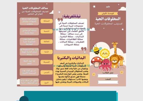 مطوية تصنيف المخلوقات الحية