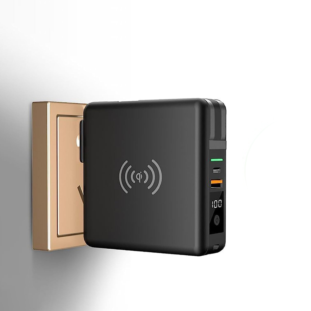 شاحن و باور بنك متعدد الوظائف (اندرويد و ايفون و شاحن لاسلكي بمدخل USB)